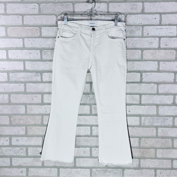 Current/Elliott The Cropped Flip Flop Raw Hem Jeans in Sugar White Size 25 - Picture 5 of 10